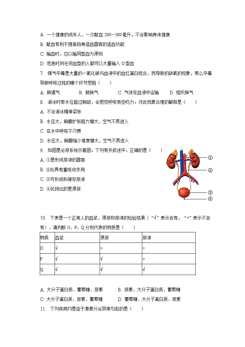 安徽省淮南市潘集区2022-2023学年七年级下学期期末生物试卷（含答案）02