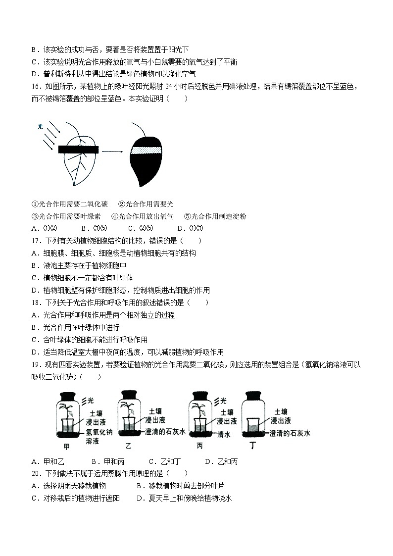 山西省晋城市阳城县2022-2023学年七年级上学期期末生物试题（含答案）03