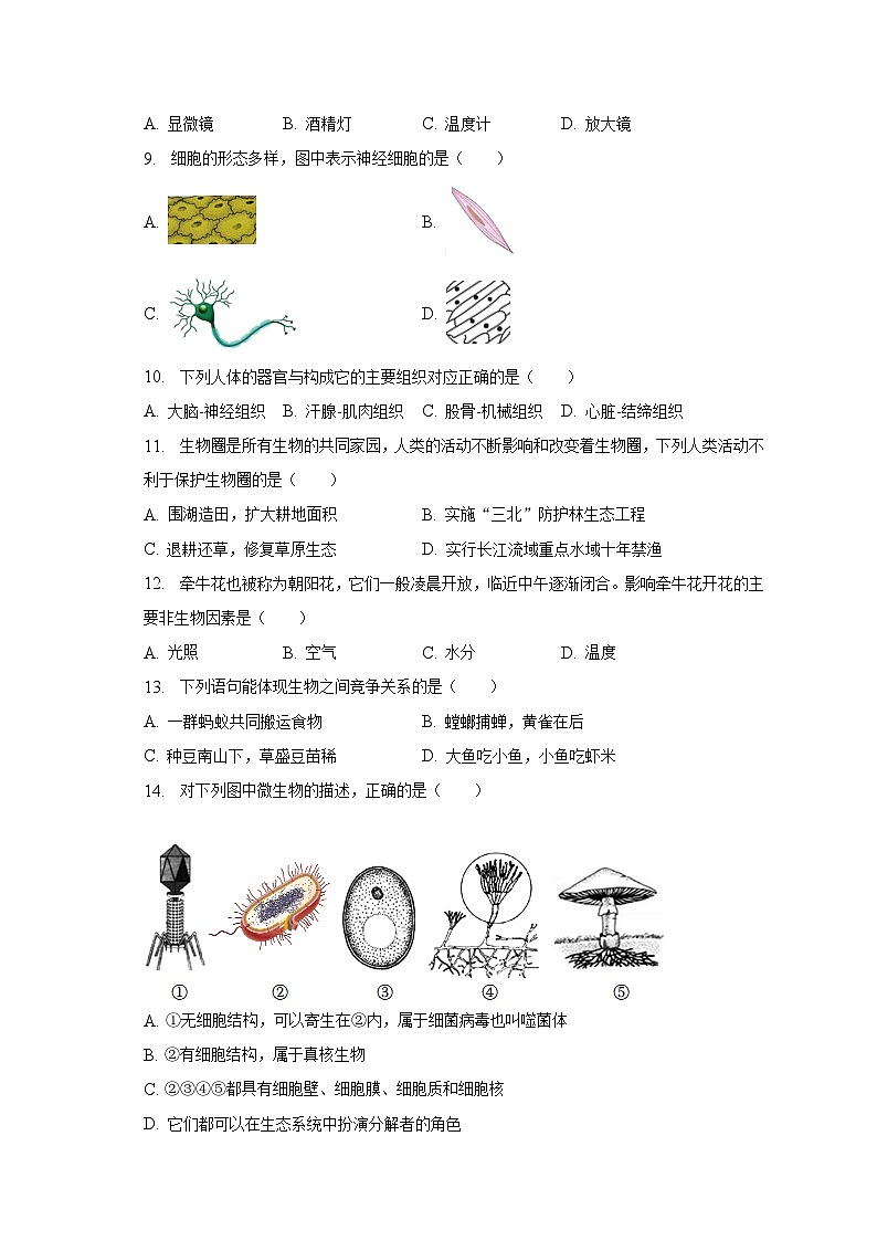 2022-2023学年福建省龙岩市漳平市八年级（下）期中生物试卷（含解析）02