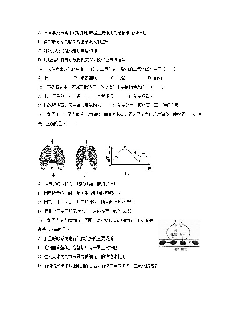 2022-2023学年河南省漯河市舞阳县七年级（下）期中生物试卷（含解析）第3页