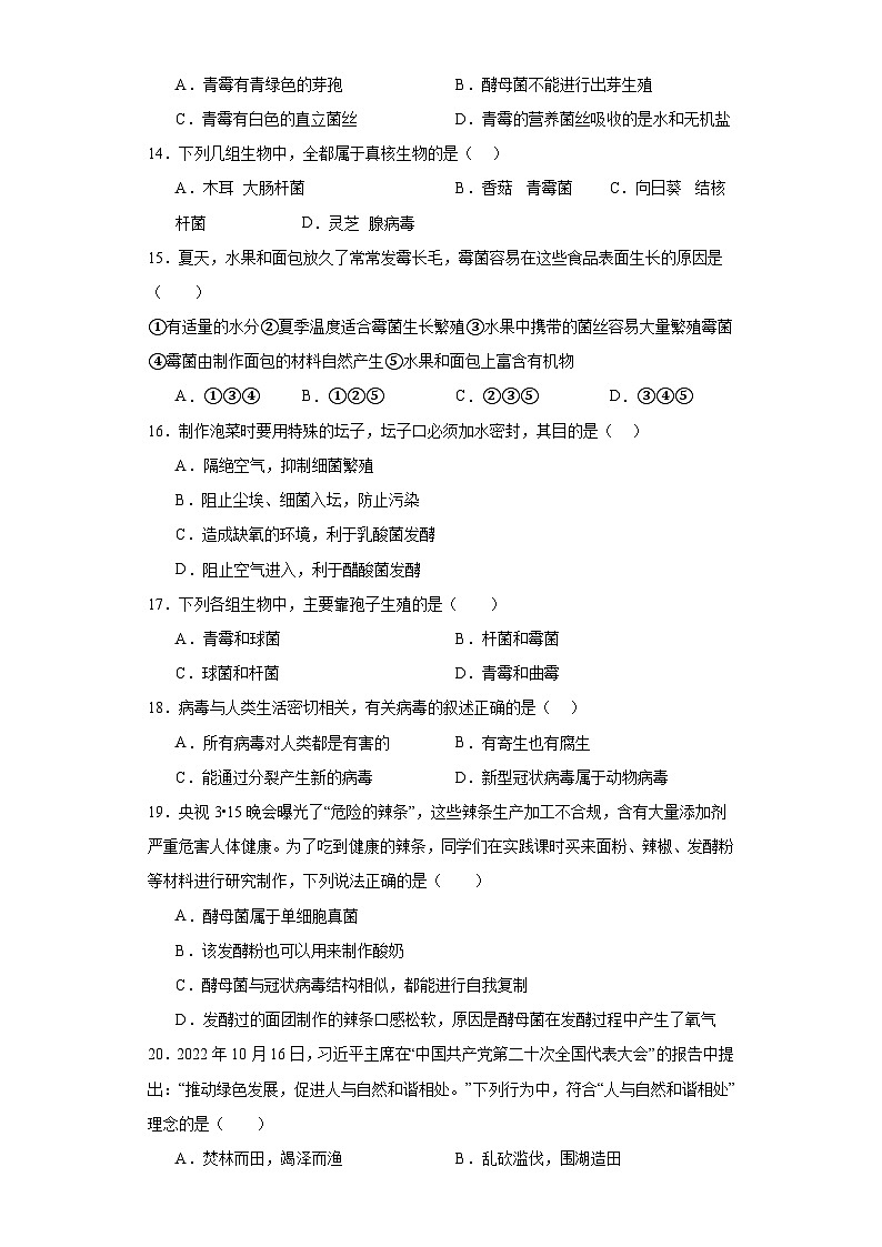 山东省淄博市周村区2022-2023学年七年级下学期期末生物试题（含答案）第3页