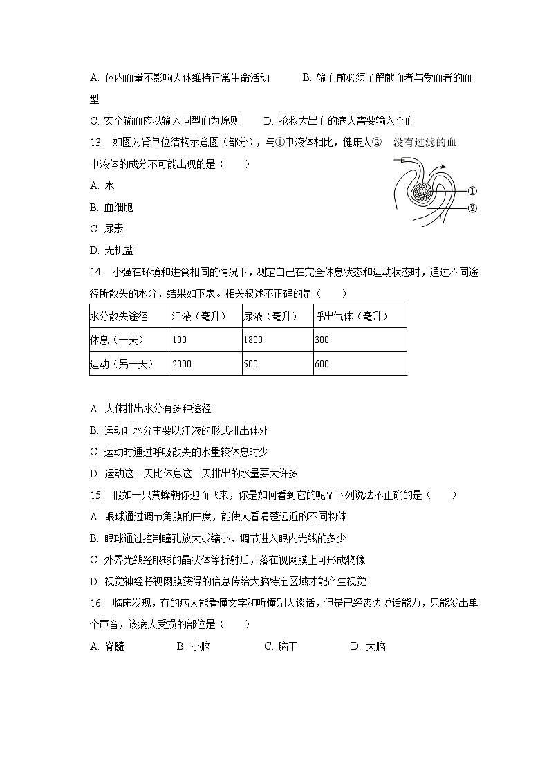 贵州省贵阳市2022-2023学年七年级下学期期末生物试卷（含答案）03
