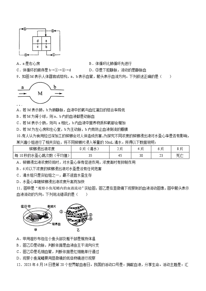 山东省德州市武城县2022-2023学年七年级下学期期末生物试题（含答案）03