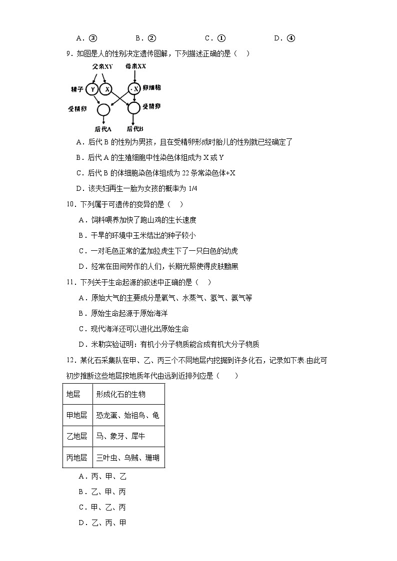 山西省临汾市尧都区2022-2023学年八年级下学期期末生物试题（含答案）第3页