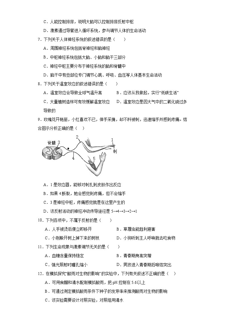 山东省济南市钢城区实验学校2022-2023学年七年级下学期期末生物试题（含答案）02