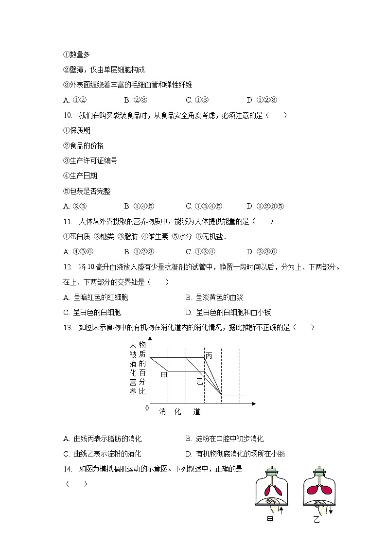 2022-2023学年河北省唐山市滦州市七年级（下）期中生物试卷（含解析）第2页