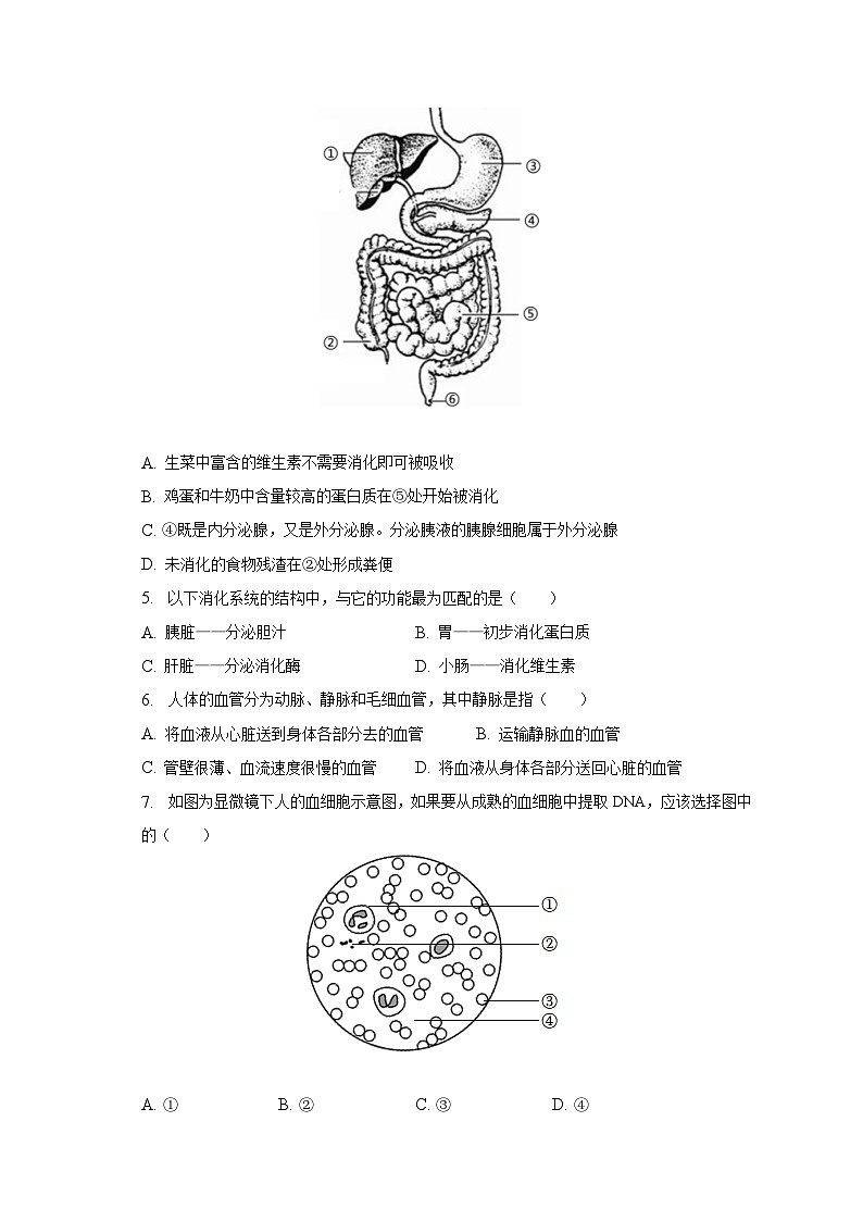 2022-2023学年江苏省盐城市建湖县七年级（下）期末生物模拟试卷（含解析）02