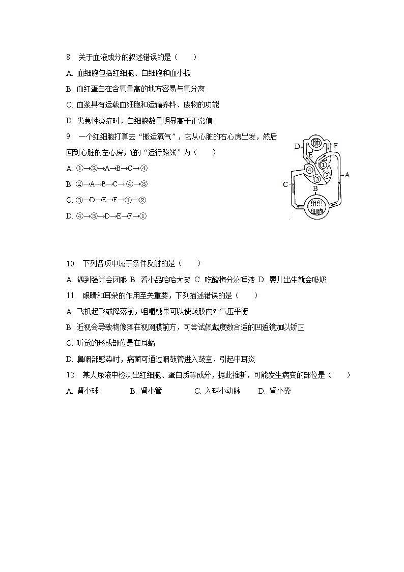 2022-2023学年江苏省盐城市建湖县七年级（下）期末生物模拟试卷（含解析）03