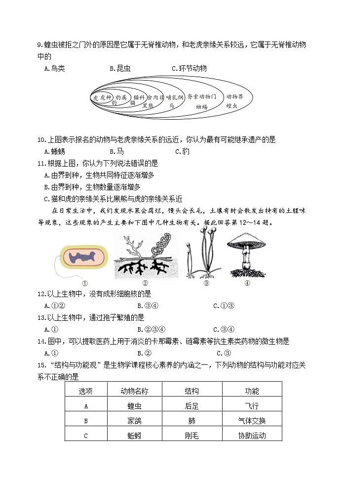 江苏省淮安市淮安区2022-2023学年七年级下学期期末调研测试生物试卷（含答案）02