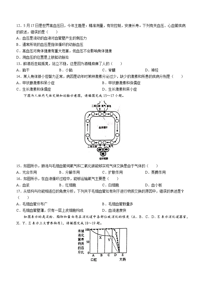 山东省济南市商河县2022-2023学年七年级下学期期末生物试题（含答案）第3页