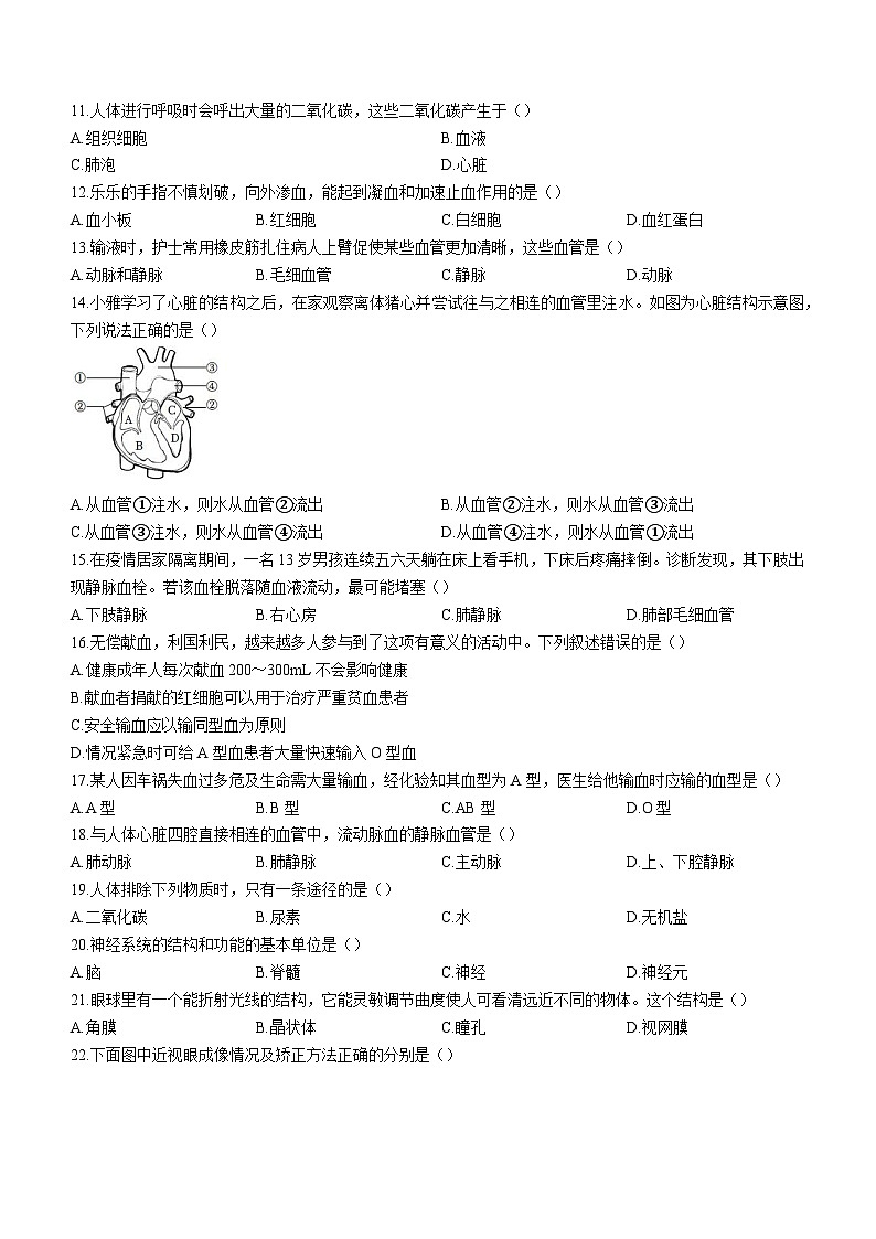 湖南省湘西州古丈县2022-2023学年七年级下学期期末生物试题（含答案）第2页