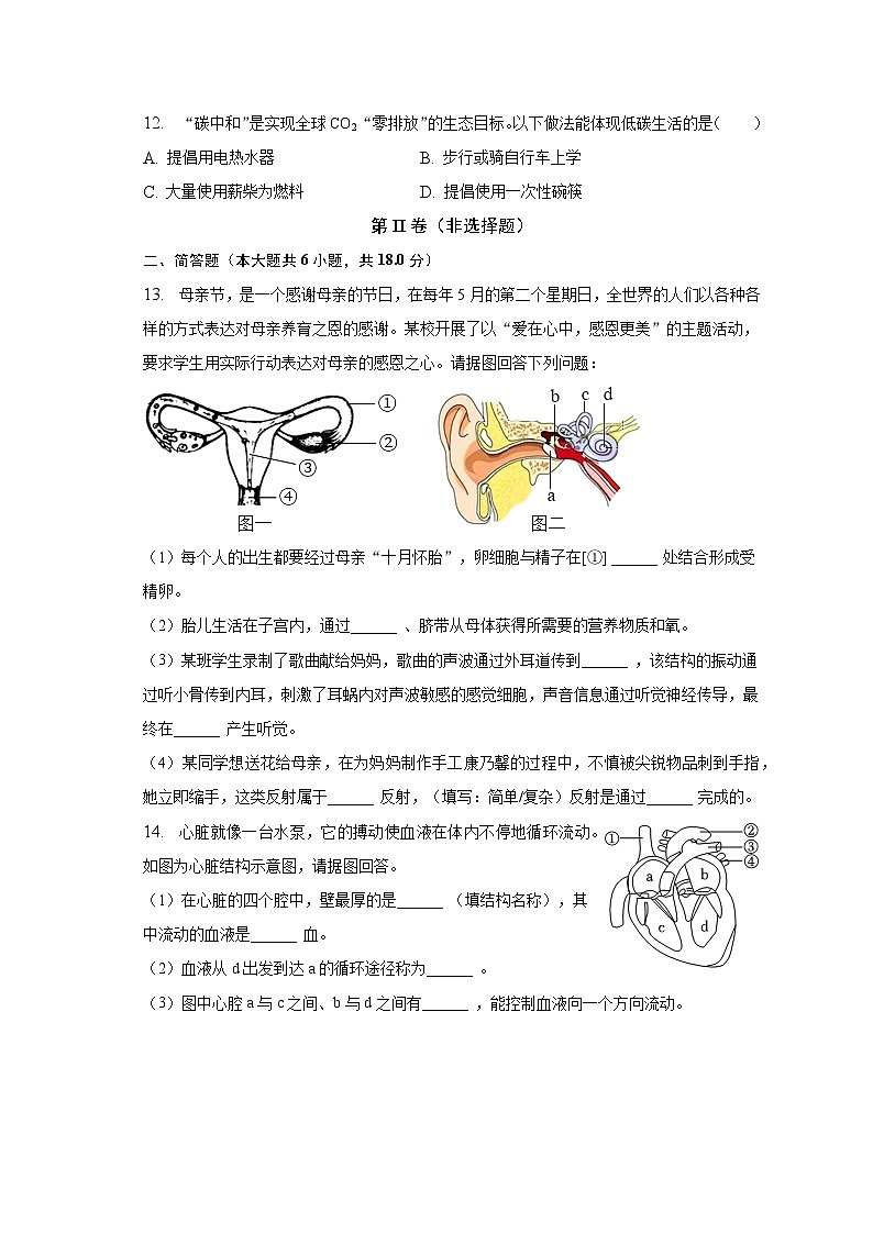 辽宁省葫芦岛市建昌县2022-2023学年七年级下学期期末生物试卷（含答案）第3页