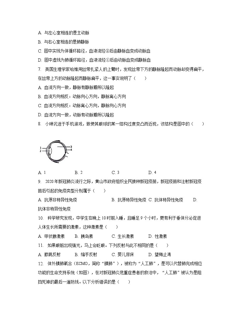 安徽省黄山市2022-2023学年七年级下学期期末生物试卷（含答案）第2页