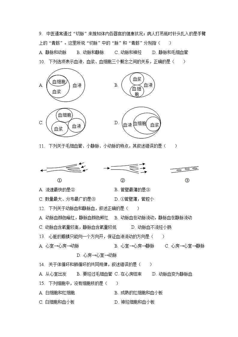2022-2023学年福建省泉州市科技中学七年级（下）期中生物试卷（含解析）02