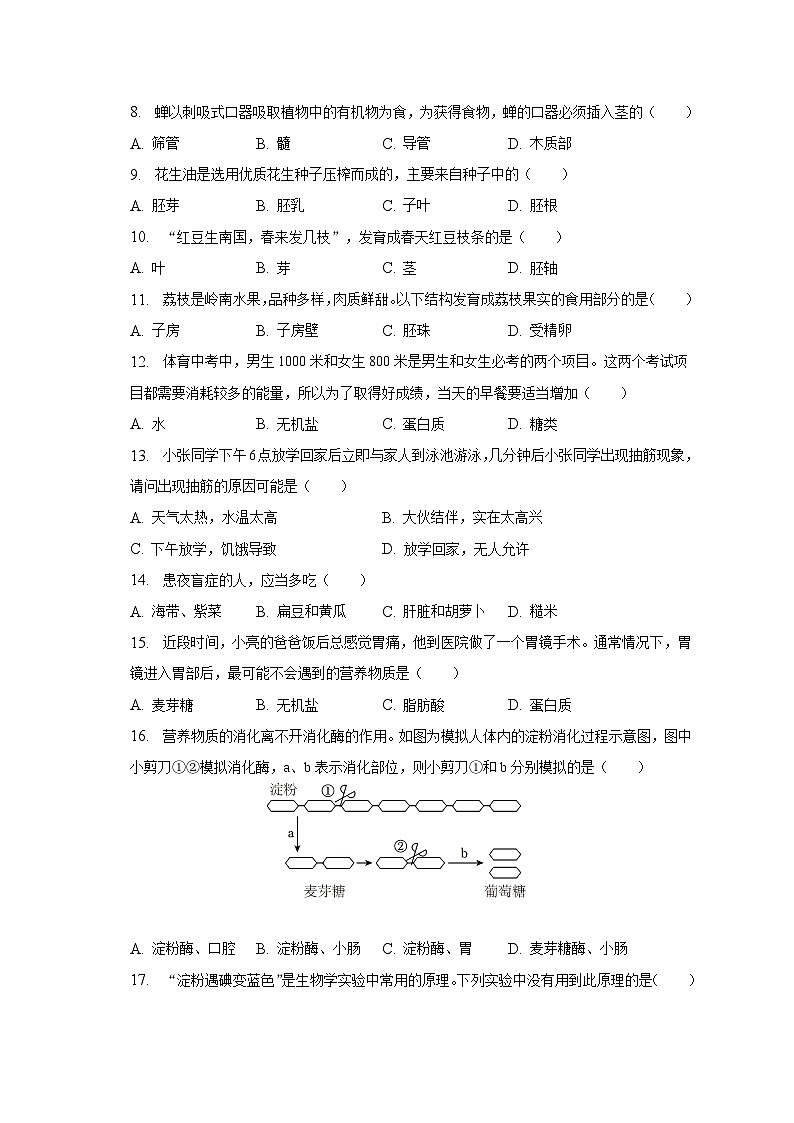 2022-2023学年广东省揭阳市惠来一中七年级（下）期末生物试卷（含解析）02