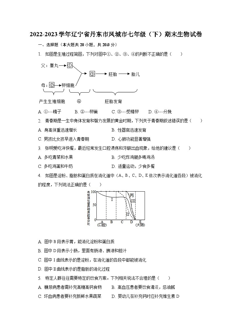 2022-2023学年辽宁省丹东市凤城市七年级（下）期末生物试卷（含解析）01
