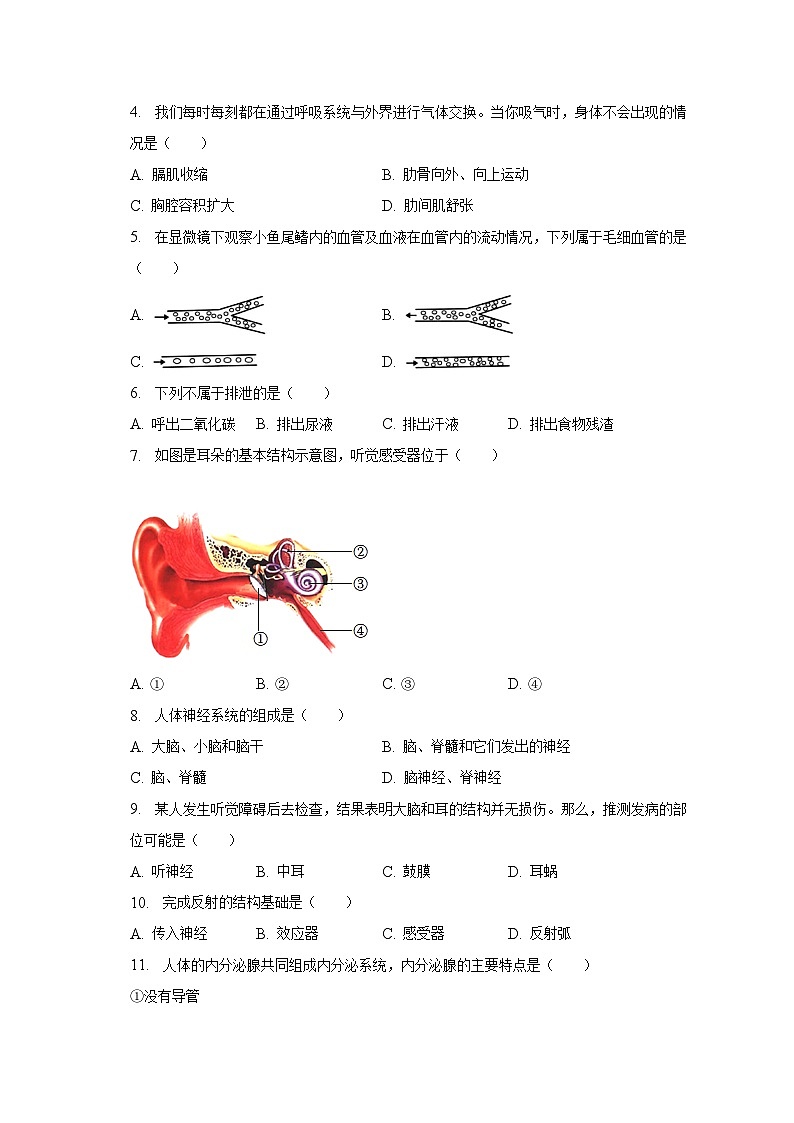 吉林省四平市铁西区2022-2023学年七年级下期末生物试卷（含答案）02
