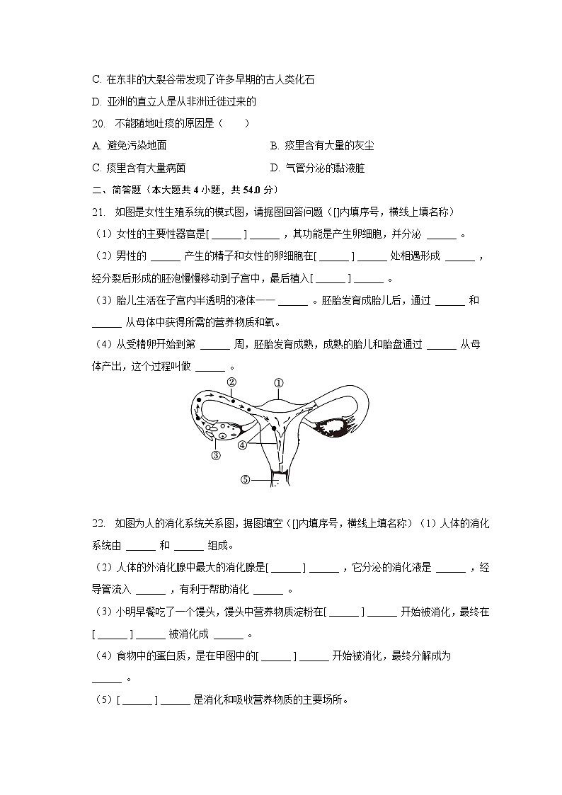 2022-2023学年青海省西宁市新华联北外附属外国语中学七年级（下）第一次月考生物试卷（含解析）03