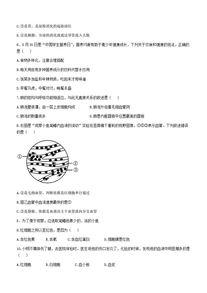 江西省赣州市大余县2022-2023年七年级下学期期末生物试题（含答案）02
