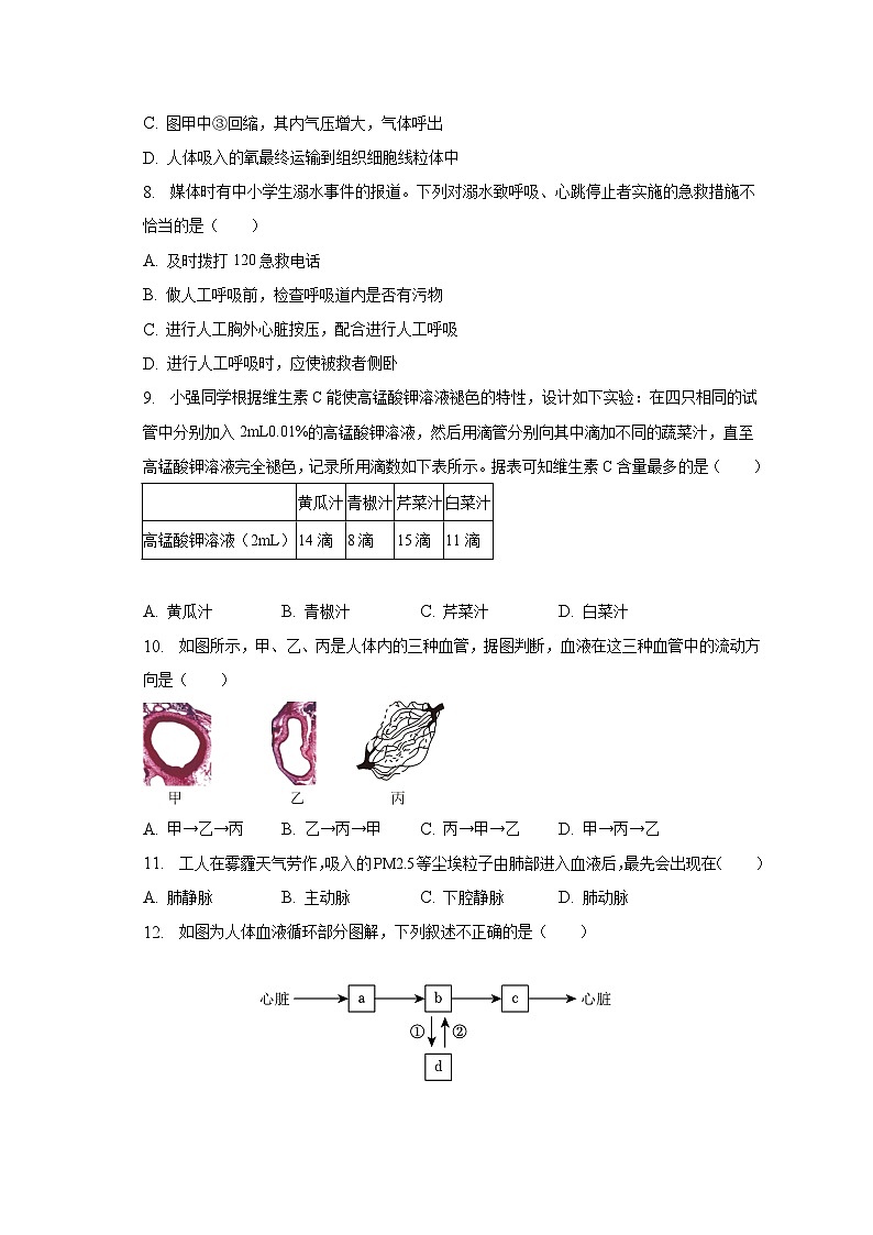山东省德州市宁津县2022-2023学年七年级下学期期末生物试卷（含答案）第3页