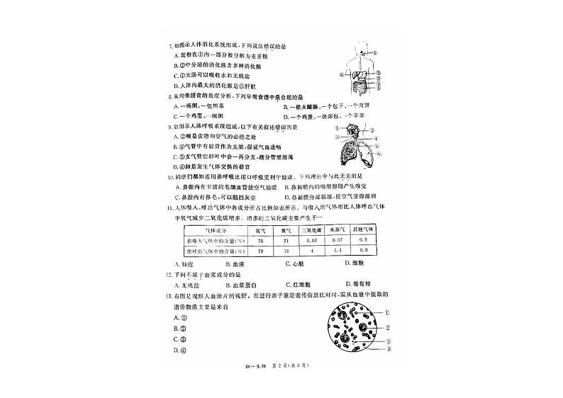 北京市东城区2022-2023七年级初一下学期期末生物试卷02
