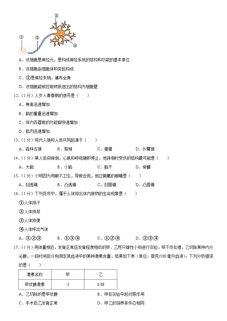 吉林省松原市前郭县2022-2023学年七年级下学期期末生物试卷（含答案）第3页