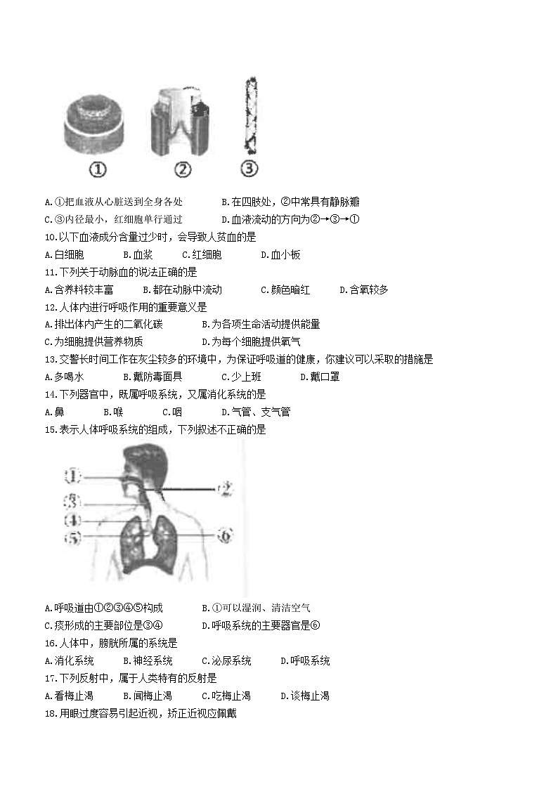 福建省泉州市安溪县2022-2023学年七年级下学期期末生物试题（含答案）02