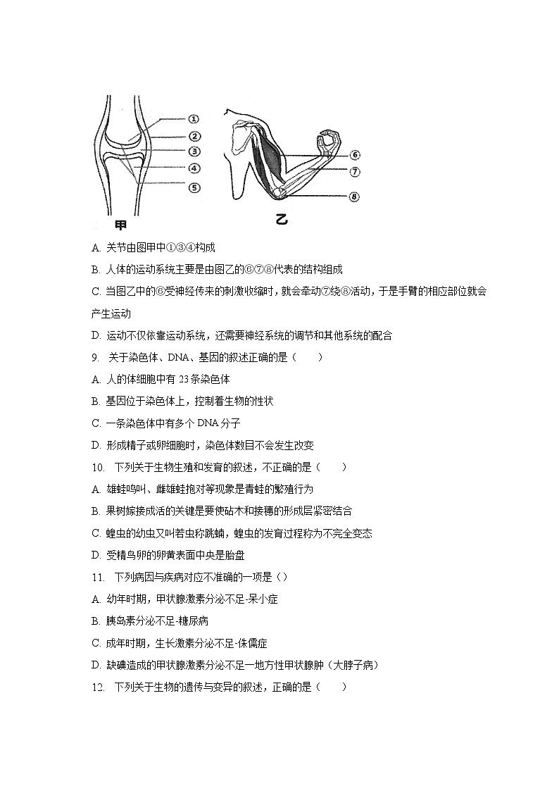 2022-2023学年青海省西宁市新华联北外附属外国语中学八年级（下）第二次月考生物试卷（含解析）03