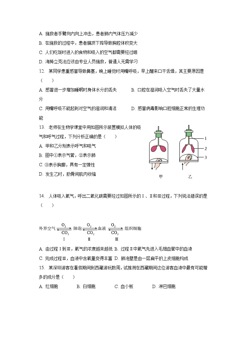 广东省深圳市盐田外国语学校2022-2023学年七年级下学期期末生物试卷（含答案）第3页