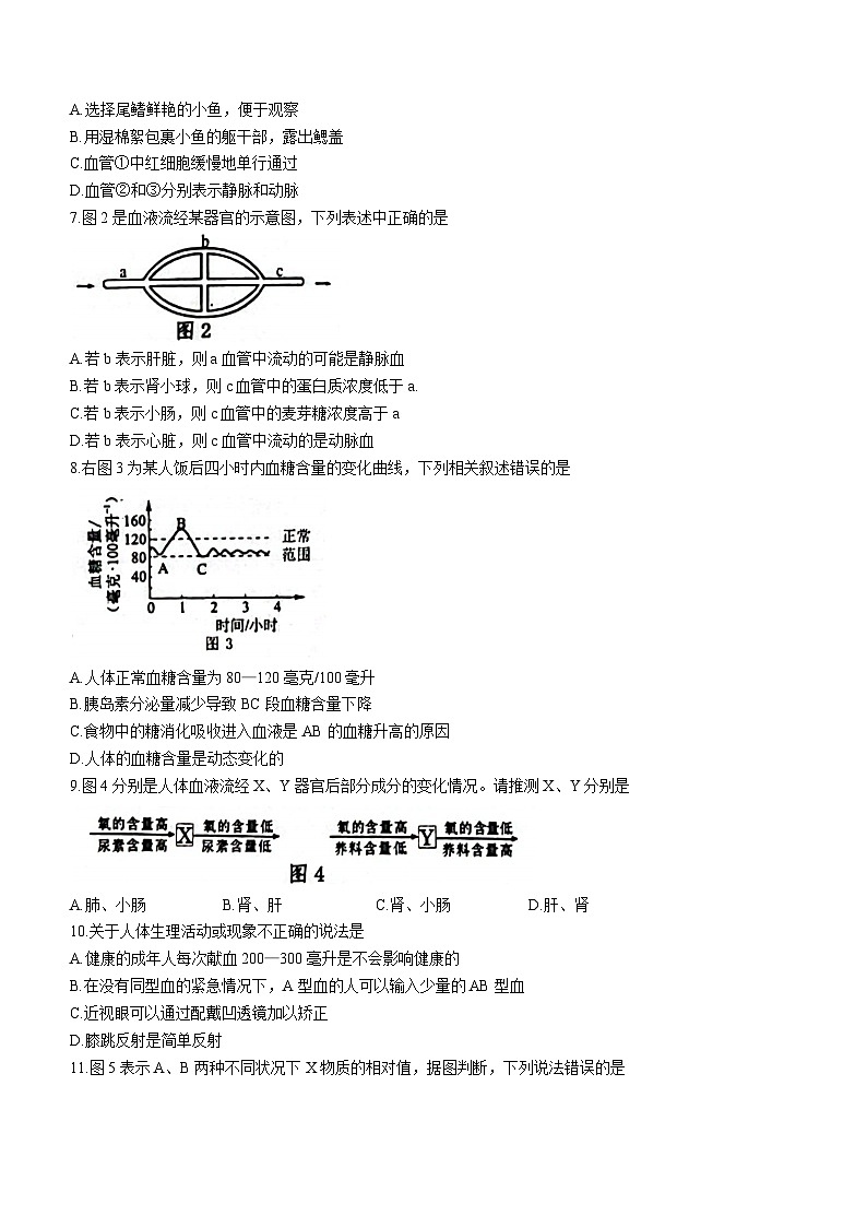 内蒙古巴彦淖尔市乌拉特前旗2022-2023学年七年级下学期期末考试生物试题（含答案）02