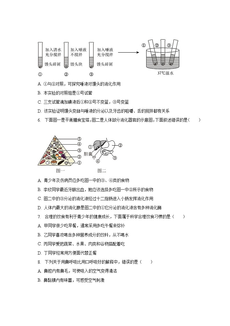山东省临沂市平邑县2022-2023学年七年级下学期期末生物试题（含答案）02