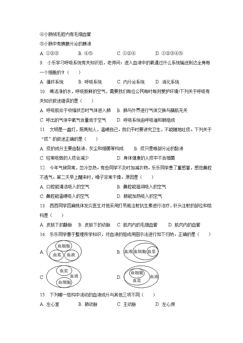 甘肃省陇南市康县2022-2023学年七年级下学期期末生物试卷（含答案）02