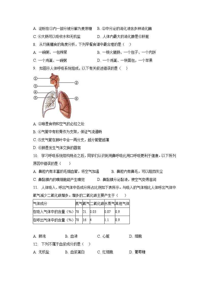 2022-2023学年北京市东城区七年级（下）期末生物试卷（含解析）02