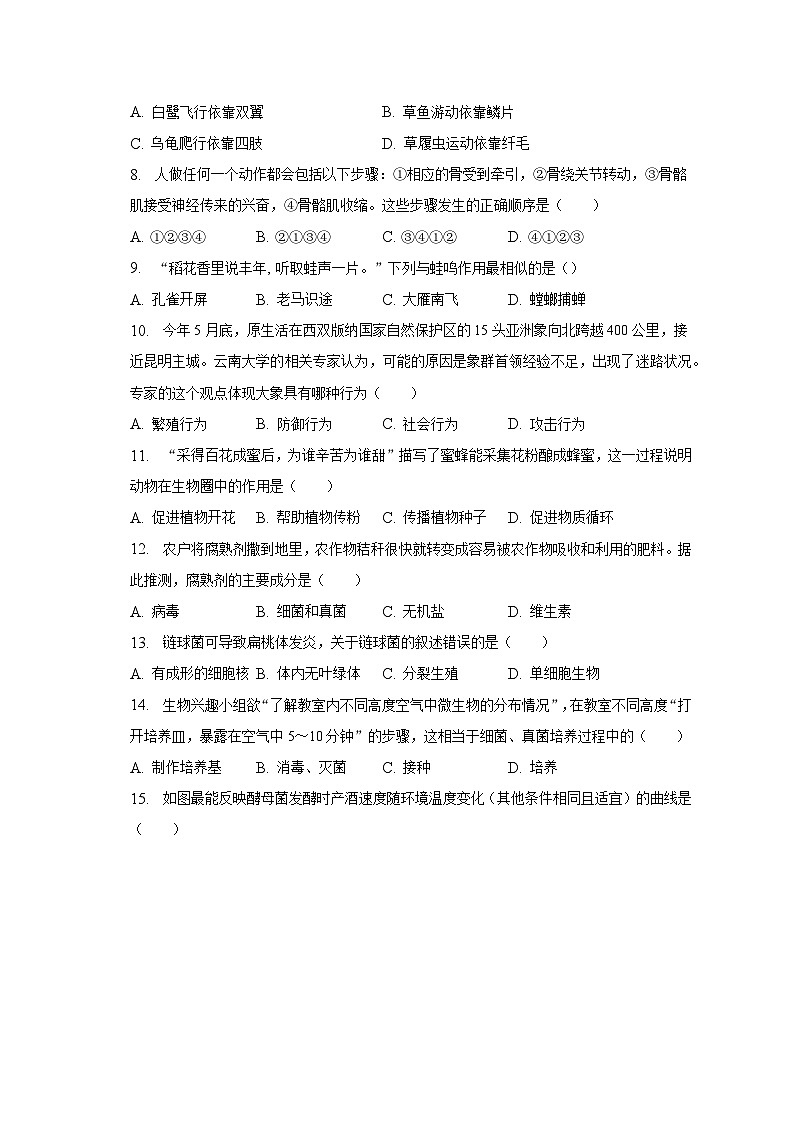 2022-2023学年广东省佛山市南海区八年级（下）期中生物试卷（含解析）02