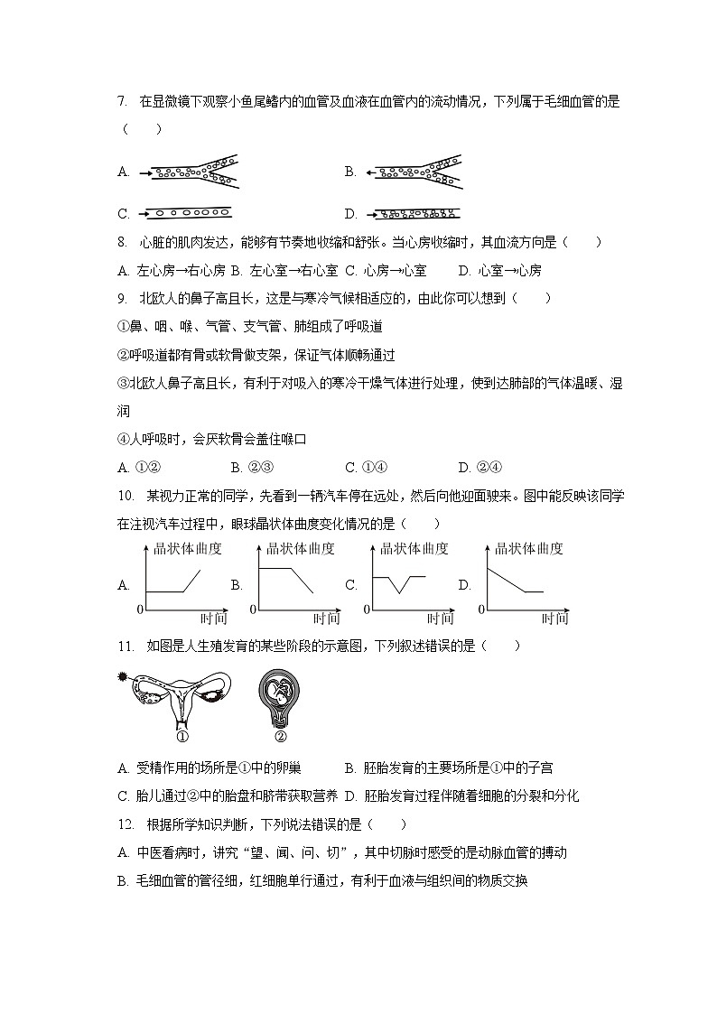 辽宁省葫芦岛市连山区2022-2023学年七年级下学期期末生物试卷（含答案）02