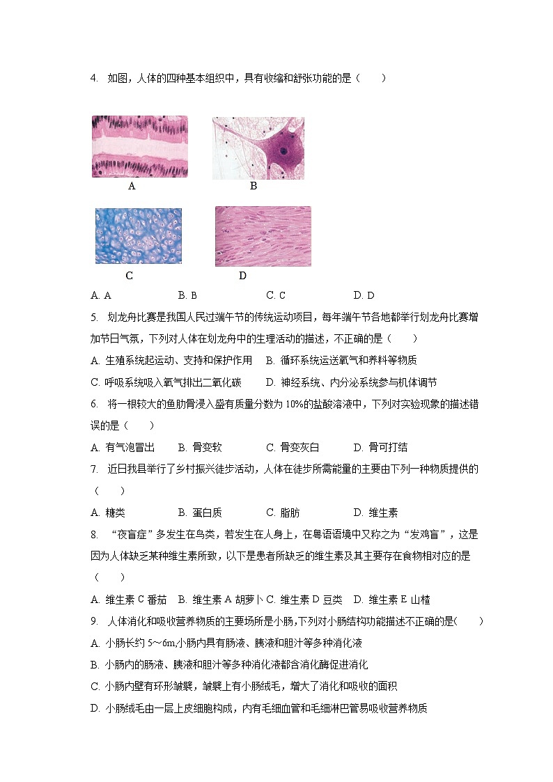 广东省肇庆市德庆县2022-2023学年七年级下学期期末生物试卷（含答案）第2页