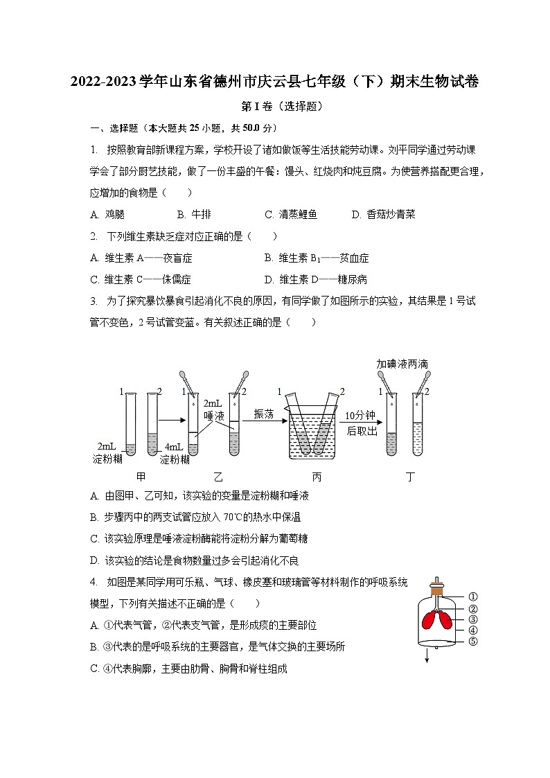 2022-2023学年山东省德州市庆云县七年级（下）期末生物试卷（含解析）01