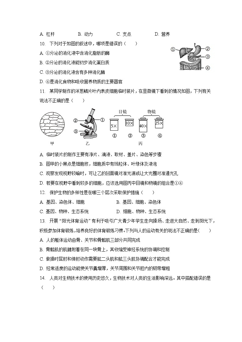 2023年吉林省松原市宁江一中、五中、六中中考生物四模试卷（含解析）第2页