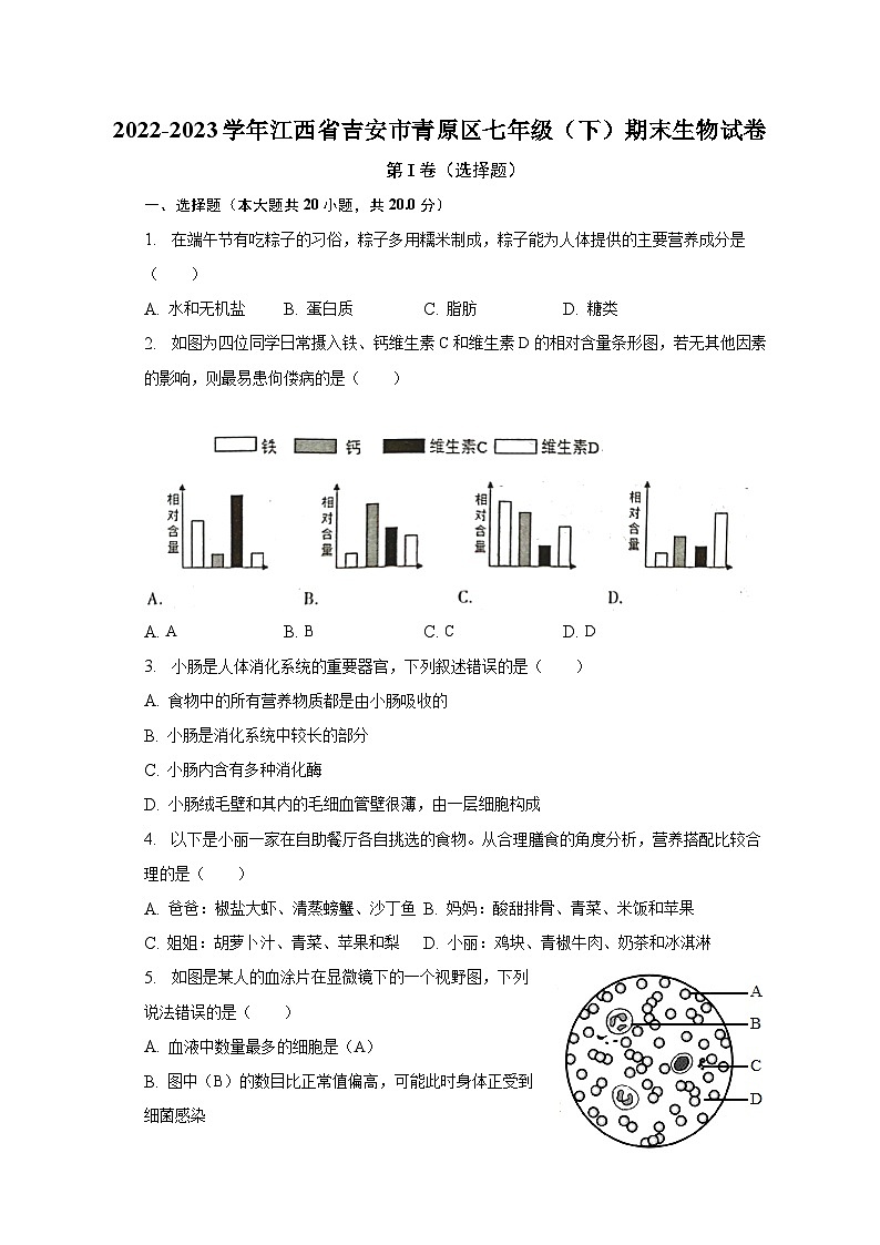 2022-2023学年江西省吉安市青原区七年级（下）期末生物试卷（含解析）01