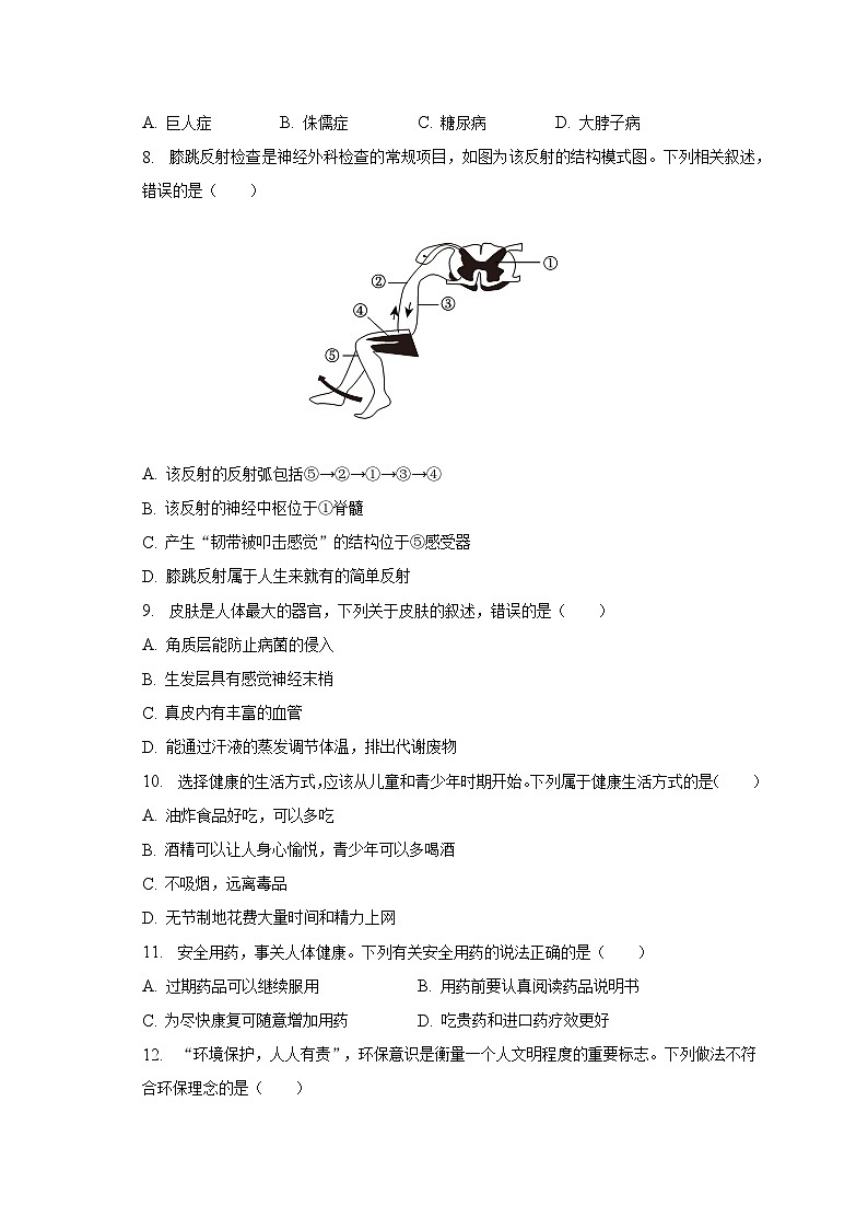 2022-2023学年辽宁省本溪市本溪县七年级（下）期末生物试卷（含解析）第2页