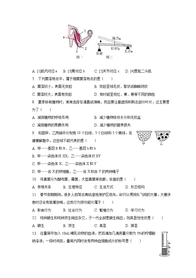 2023年江西省九江市永修县中考生物三模试卷（含解析）02