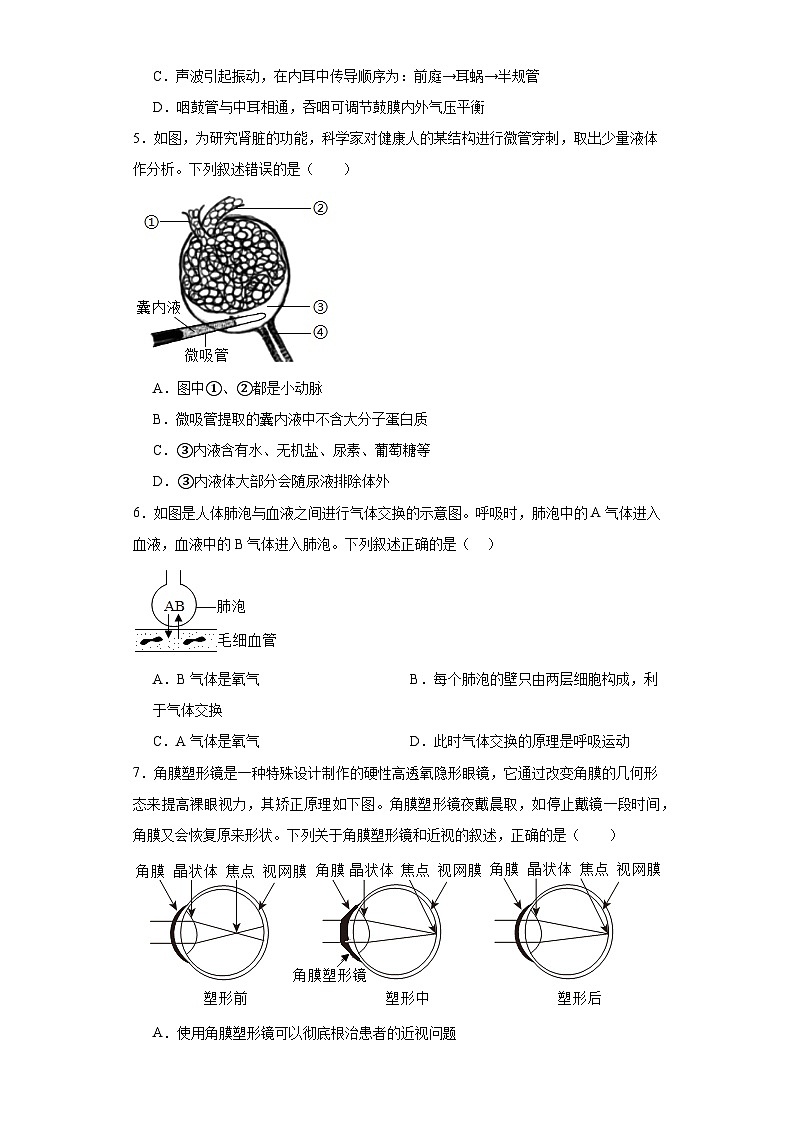 山东省聊城市东阿县2022-2023学年七年级下学期期末生物试题（含答案）第2页