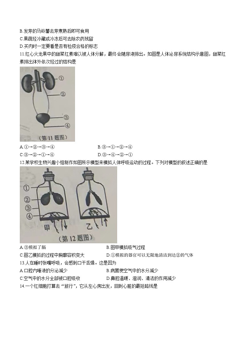 辽宁省葫芦岛市2022-2023学年七年级下学期期末生物试题（含答案）02