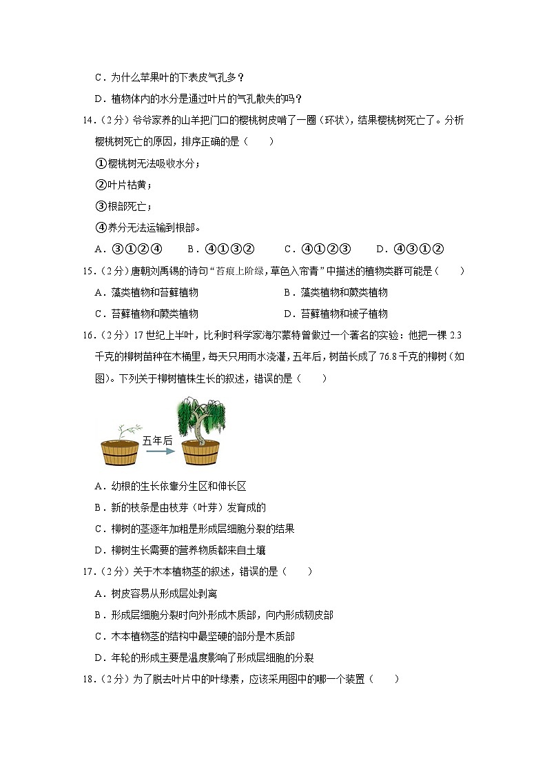 山东省烟台市开发区2022-2023学年六年级下学期期末生物试卷（五四学制）（含答案）第3页