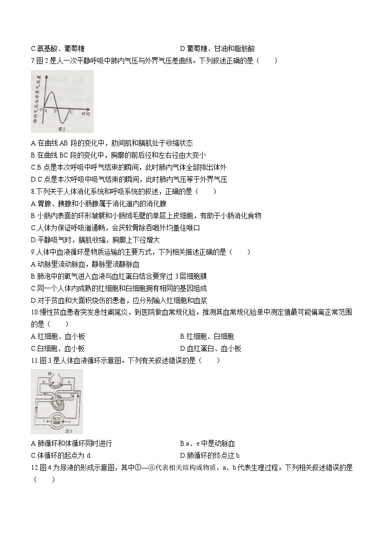 河南省驻马店市遂平县2022-2023学年七年级下学期期末生物试题（含答案）第2页