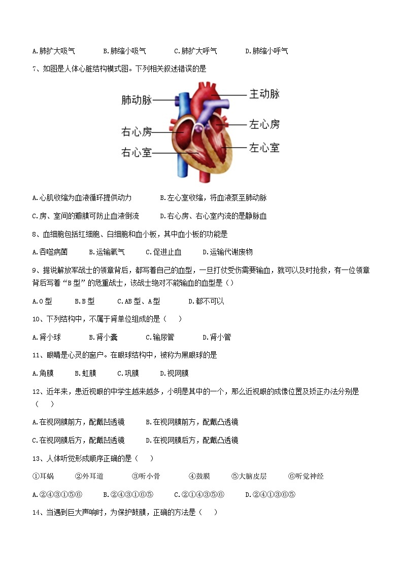 河南省驻马店市汝南县2022-2023学年七年级下学期期末生物试题（含答案）02