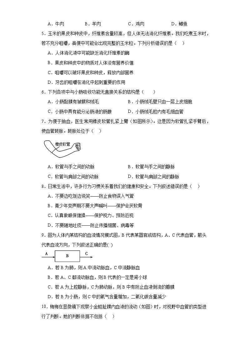 内蒙古巴彦淖尔市杭锦后旗2022-2023学年七年级下学期期末生物试题（含答案）02