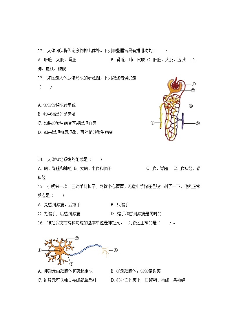 安徽省六安市金安区皋城中学2022-2023学年七年级下学期期末生物试卷03