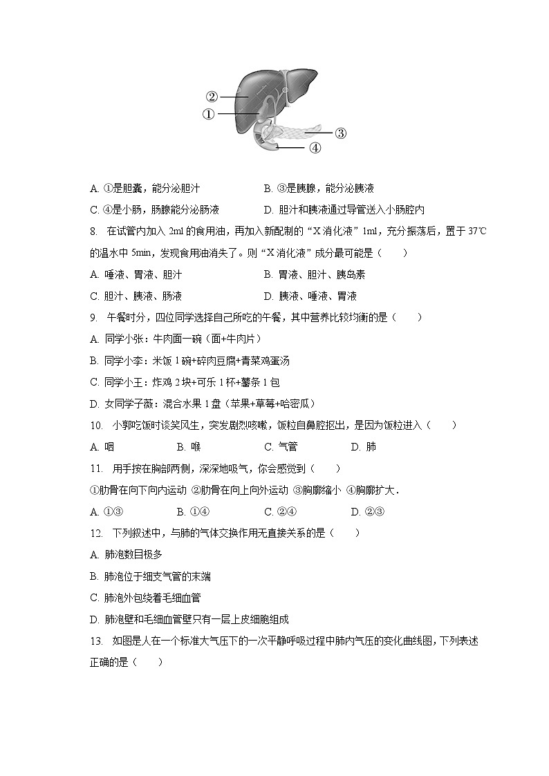 贵州省毕节市威宁县2022-2023学年七年级下学期期末生物试卷（含答案）第2页