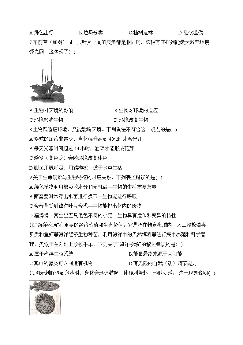 初中生物备考专题小练 （1）生物与环境第2页